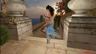 فتاة خيالية زرقاء راقصة شرقية في الثلاثي السلطان مع بي بي سي والجنس المتشددين